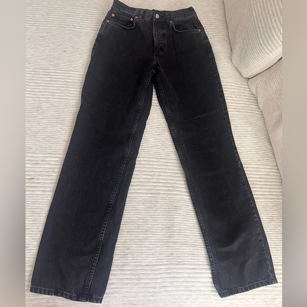 ASOS Faded black straight leg jeans